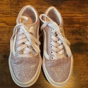 Vans Old Skool Glitter Skate Shoe - Little Kid - Orchid Ice / Powder Pink